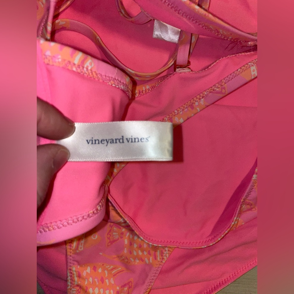 Vineyard Vines Pink & Coral High-Rise Bikini Set with Fish Print - Picture 6 of 7